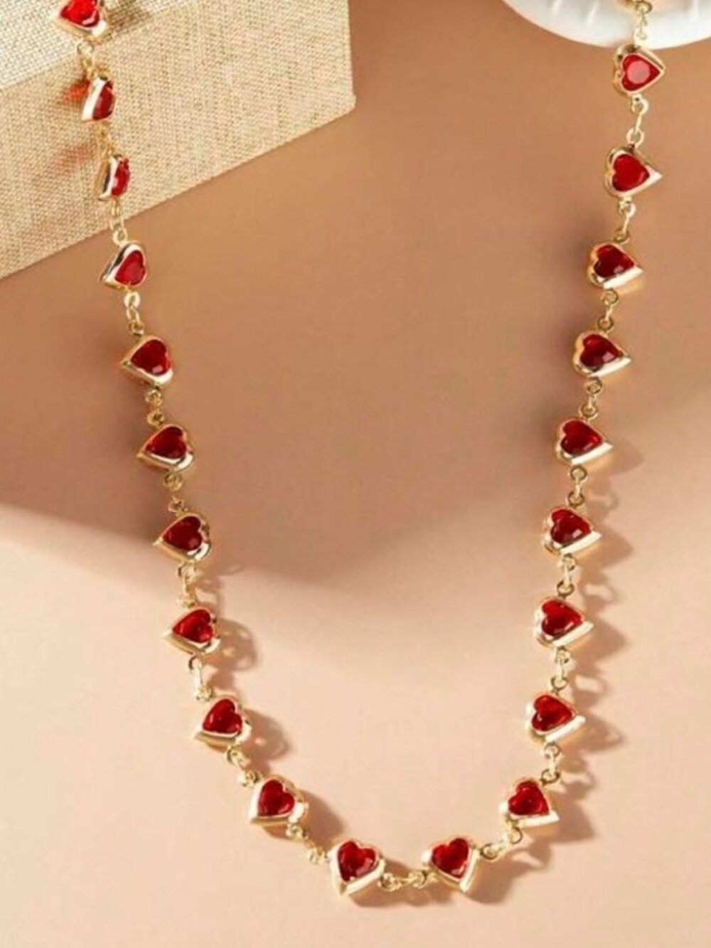 Heart Necklace withRed AccentsN816